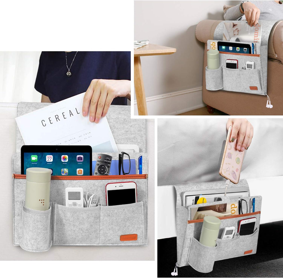 Sofa-Organizer mit 5 Taschen – Hellgrau