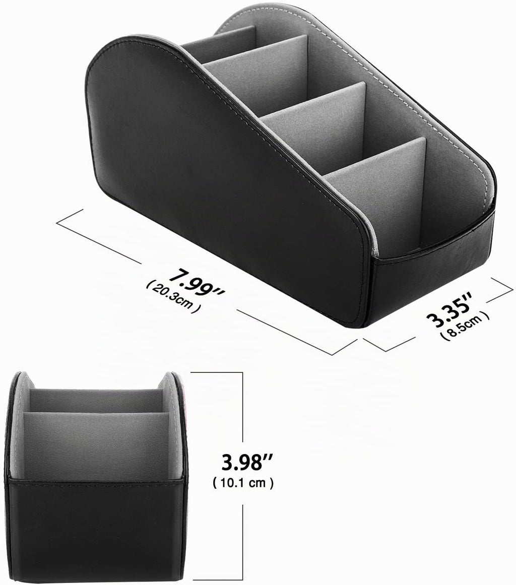 Fernbedienungshalter mit 5 Fächern – PU-Leder, Schwarz