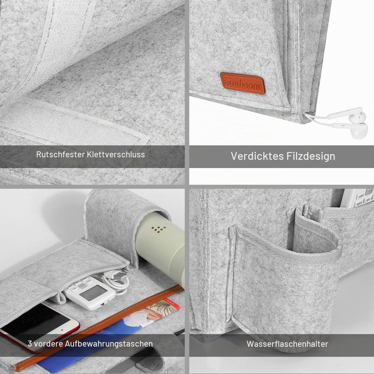 Sofa-Organizer mit 5 Taschen – Hellgrau