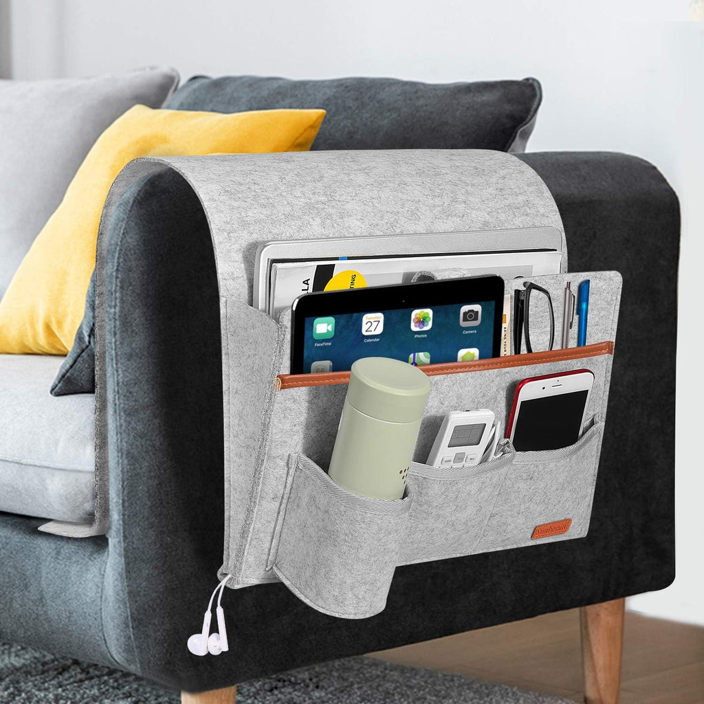 Sofa-Organizer mit 5 Taschen – Hellgrau