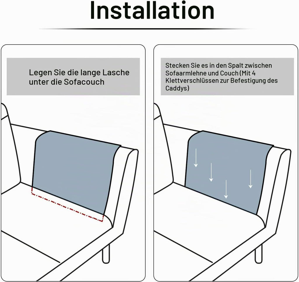 Sofa-Organizer mit 5 Taschen – Hellgrau